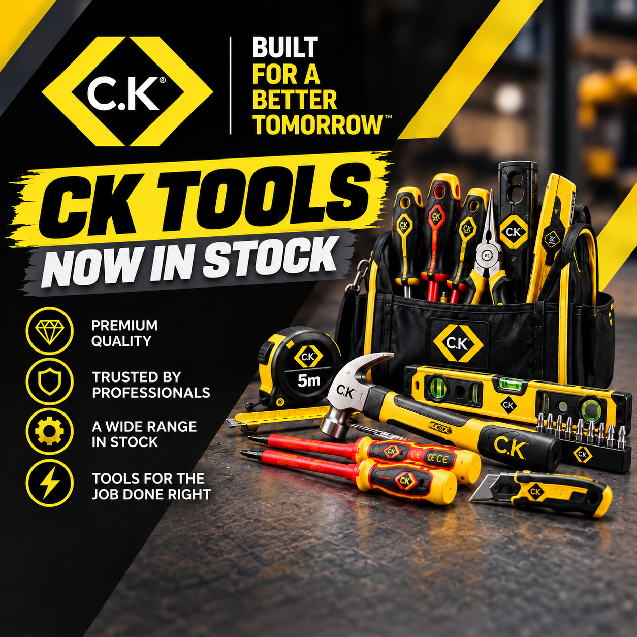 CK TOOLS WE STOCK A WIDE RANGE OF HAND TOOLS , HOLESAWS , SDS DRILL BITS , HSS DRILL BITS AND MORE 
