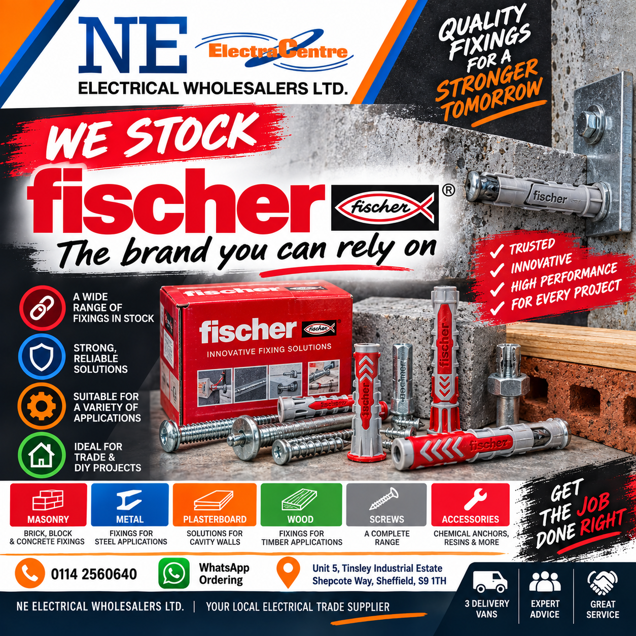 NOW IN STOCK FISCHER FIXINGS