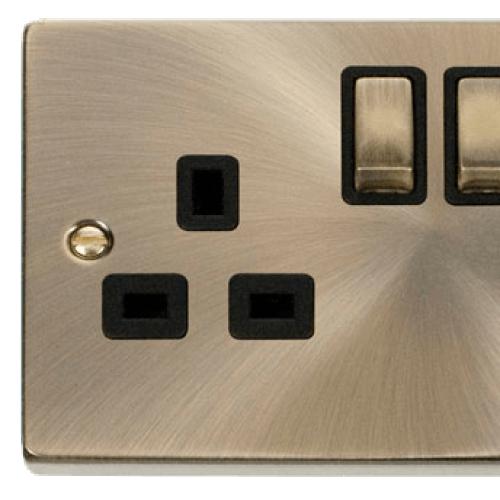 CLICK DECO VPAB536BK 2G 13A DP SWITCH SOCKET ANTIQUE BRASS