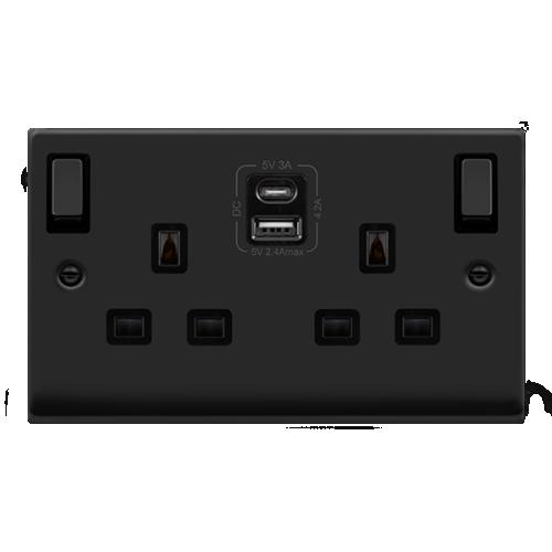 CLICK DECO VPMB586BK 2G 13A DP SW SKT W/USB A&C MATT BLACK