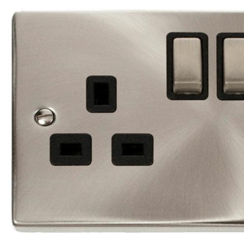 CLICK DECO VPSC536BK 2G 13A DP SWITCH SOCKET SATIN CHROME