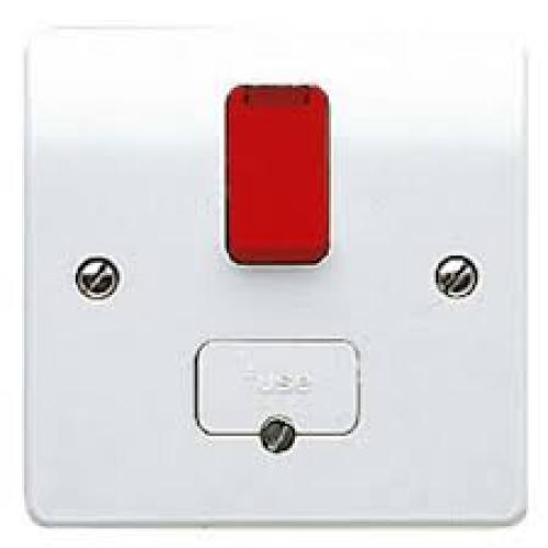 MK K370D1WHI LOGIC 13A DP SWITCH SPUR RED ROCKER W/NEON - NE Electrical ...