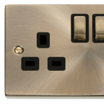 CLICK DECO VPAB536BK 2G 13A DP SWITCH SOCKET ANTIQUE BRASS