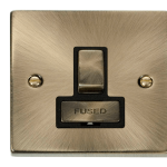 CLICK DECO VPAB751BK 13A DP SWITCH SPUR ANTIQUE BRASS