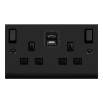 CLICK DECO VPMB586BK 2G 13A DP SW SKT W/USB A&C MATT BLACK