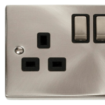 CLICK DECO VPSC536BK 2G 13A DP SWITCH SOCKET SATIN CHROME